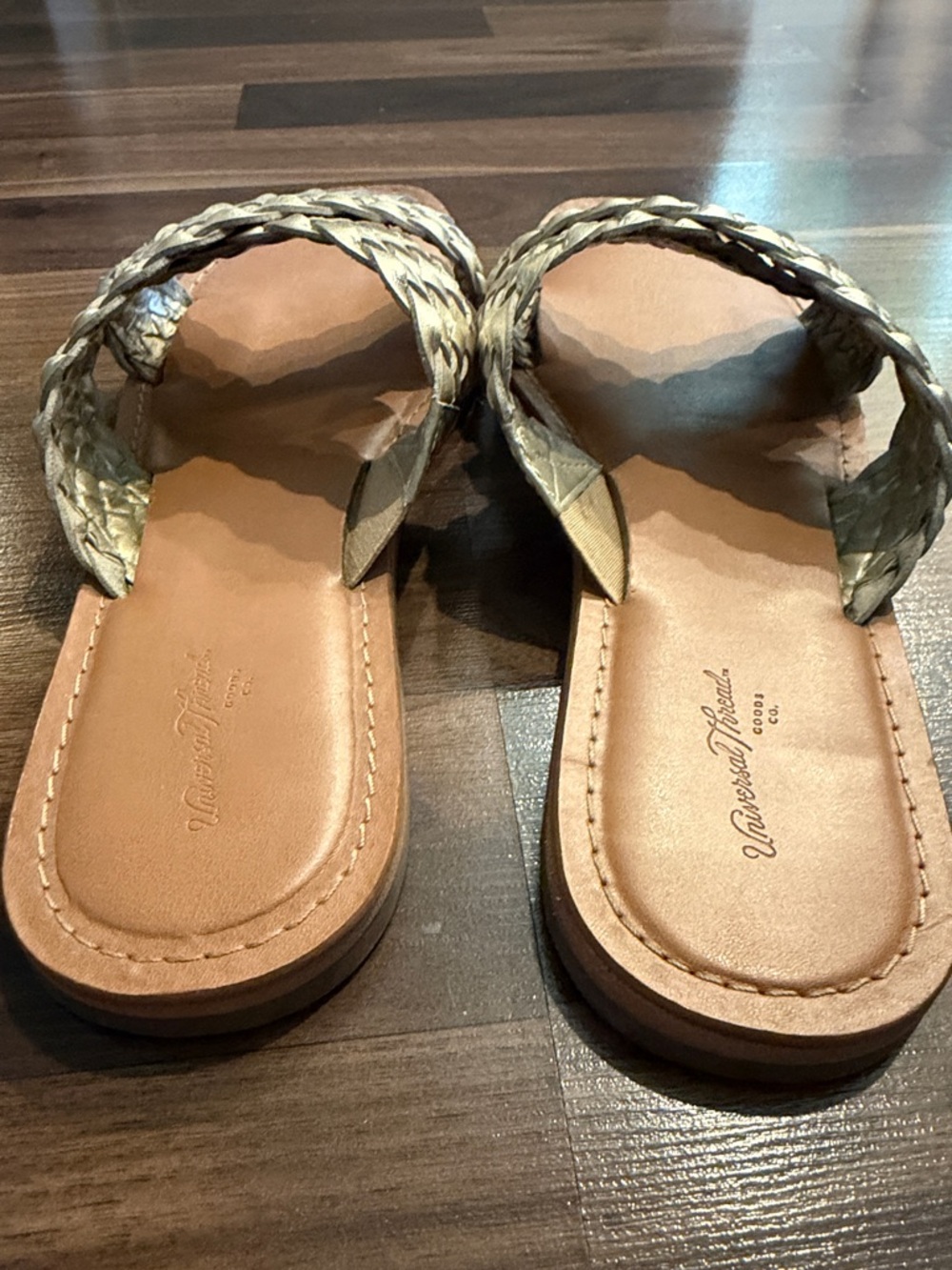 Universal Thread Metallic Braided Slide Sandals in Gold and Tan - Picture 3 of 3